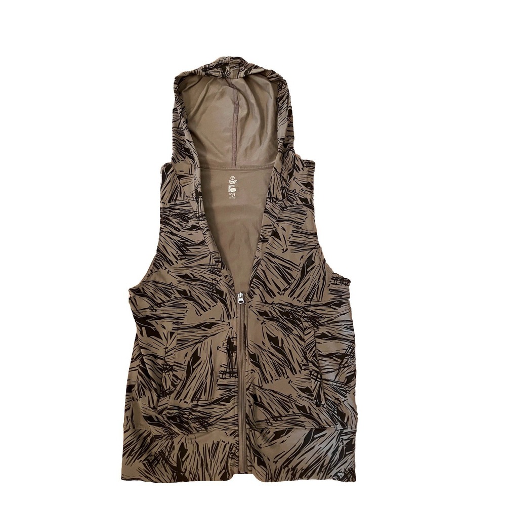 Activewear‎ Zumba Camouflage Light Hooded Vest Jacket Gray Size Small Pockets